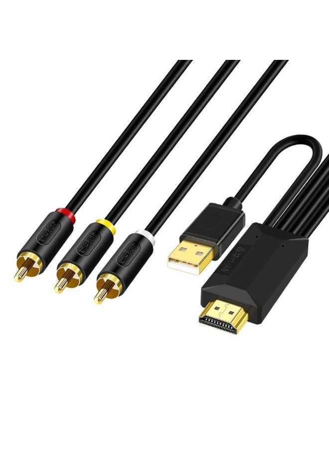 2m JingHua HDMI-3RCA HDMI To 3RCA Conversion Cable Set-Top TV Projector AV Lotus Converter Cable  - Image 1