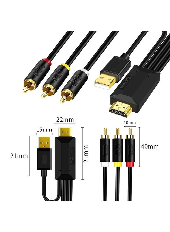 2m JingHua HDMI-3RCA HDMI To 3RCA Conversion Cable Set-Top TV Projector AV Lotus Converter Cable  - Image 3