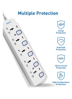 SONASHI 5Way Universal Extension Socket with Indicator Light and Safety Shutter  Extra Long Copper AC Cord for Friendly Usage  Used for Electronic Devices SES-1005  - Image 4