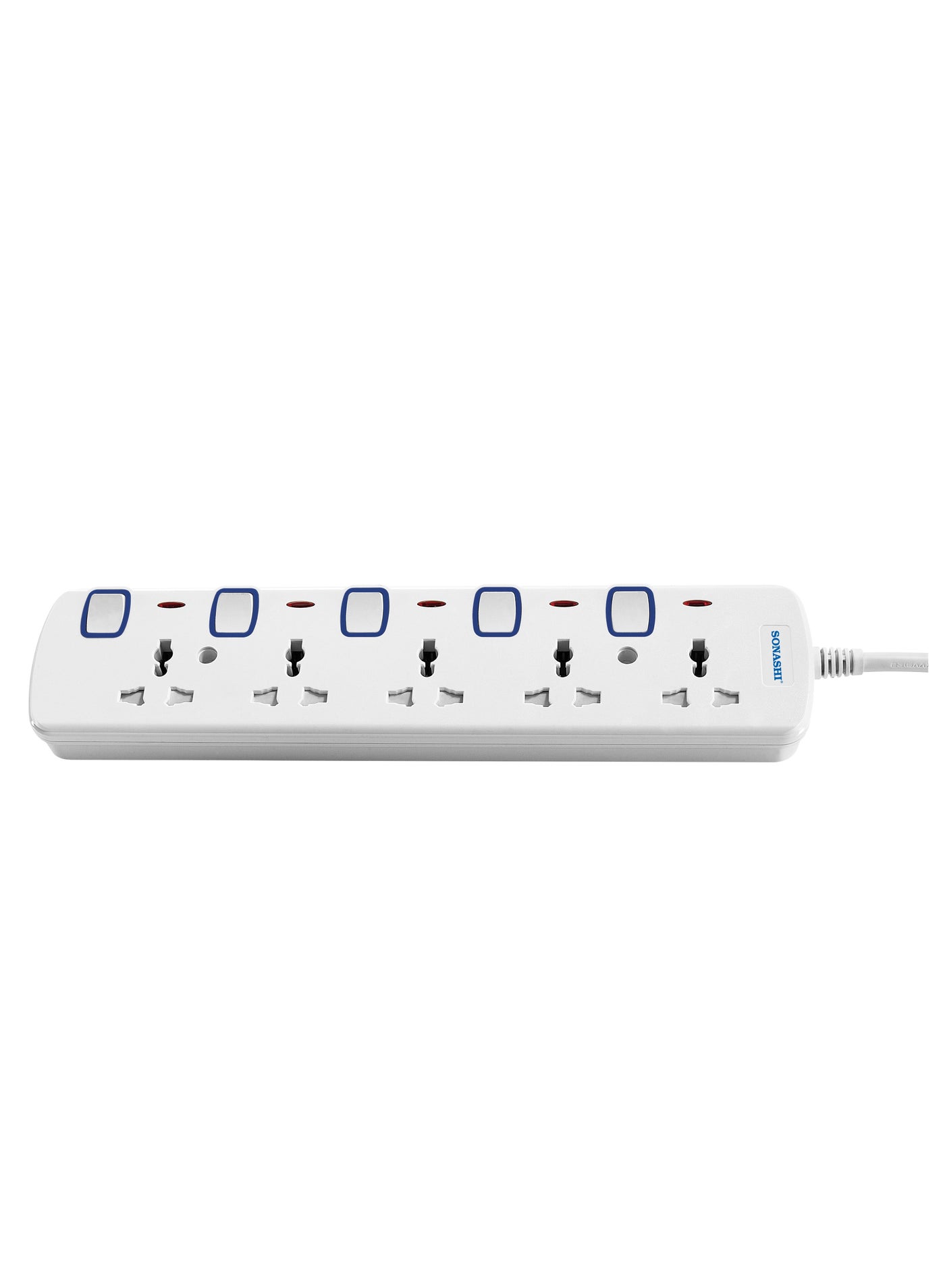 SONASHI 5Way Universal Extension Socket with Indicator Light and Safety Shutter Extra Long Copper AC Cord for Friendly Usage Used for Electronic Devices SES-1005