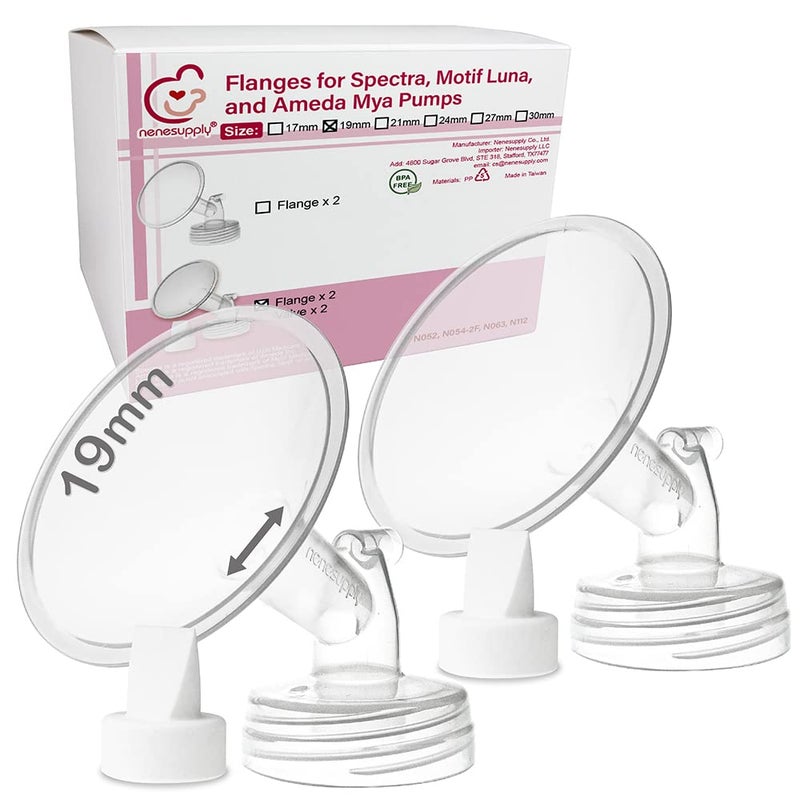 Nenesupply 19mm 2 pc Flanges Duckbill Valves Compatible with Spectra S2 S1 9 Plus Synergy Gold Breastpump Replacement to Spectra Pump Parts Flange Accessories Wide Mouth Work with Backflow Protector