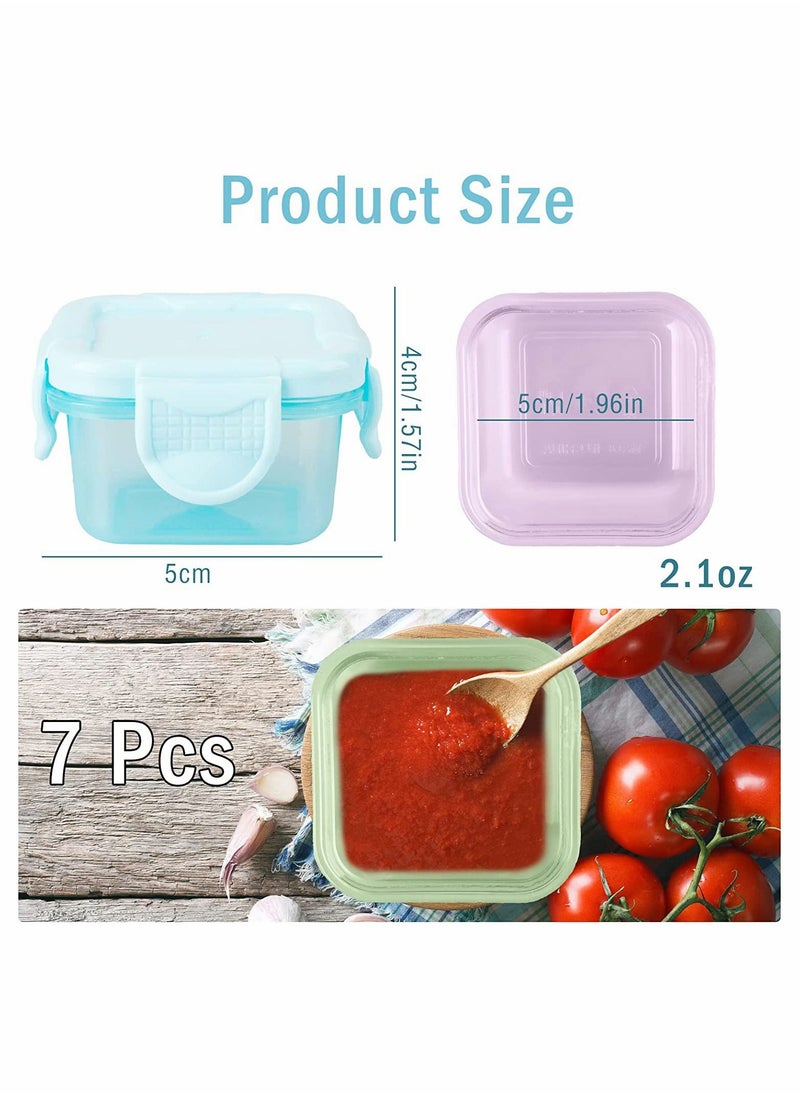 Y&D - 7 Pcs Dressing Containers for Lunch Box, SYOSI 60 ML Small Condiment with Lids, Leakproof, Reusable Salad Container To Go Adults, Kids, Mini Subpackage Fresh-keeping Box - Image 1