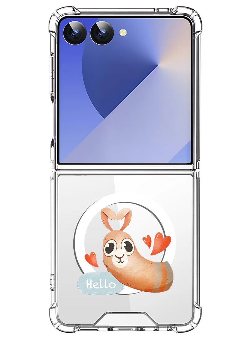 Theodor Magnetic Case for Samsung Galaxy Z Flip 7 Compatible with MagSafe Wireless Charging, Shockproof Phone Bumper Cover Hello Camel - Image 1