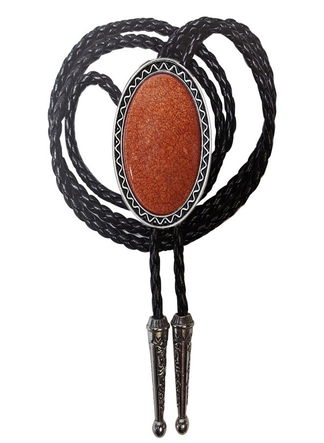 Himongoo Orange Coral Stone Bola Bolo Tie for Men Women Leather Wedding Necklace Western Cowboy Necktie - Image 1