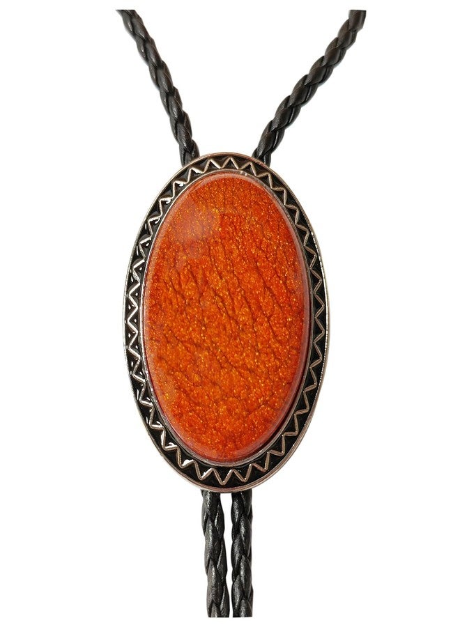 Himongoo Orange Coral Stone Bola Bolo Tie for Men Women Leather Wedding Necklace Western Cowboy Necktie - Image 4
