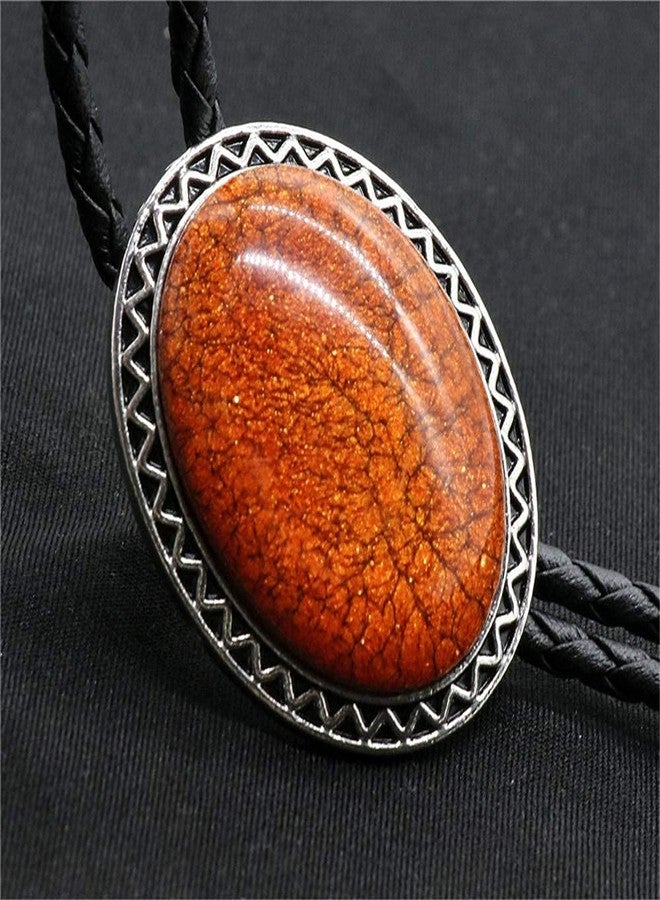 Himongoo Orange Coral Stone Bola Bolo Tie for Men Women Leather Wedding Necklace Western Cowboy Necktie - Image 2
