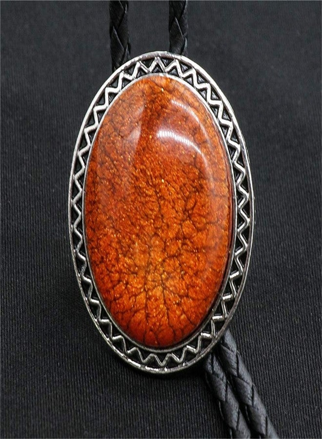 Himongoo Orange Coral Stone Bola Bolo Tie for Men Women Leather Wedding Necklace Western Cowboy Necktie - Image 3