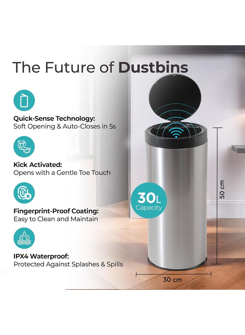 The Better Home The Better Home Smart Dustbin For Home 30 L 1 Yr Warranty Automatic Bin With Sensor Dustbin For Kitchen Trash Can For Bathroom CE RoHS Certified Silver Black  - Image 2