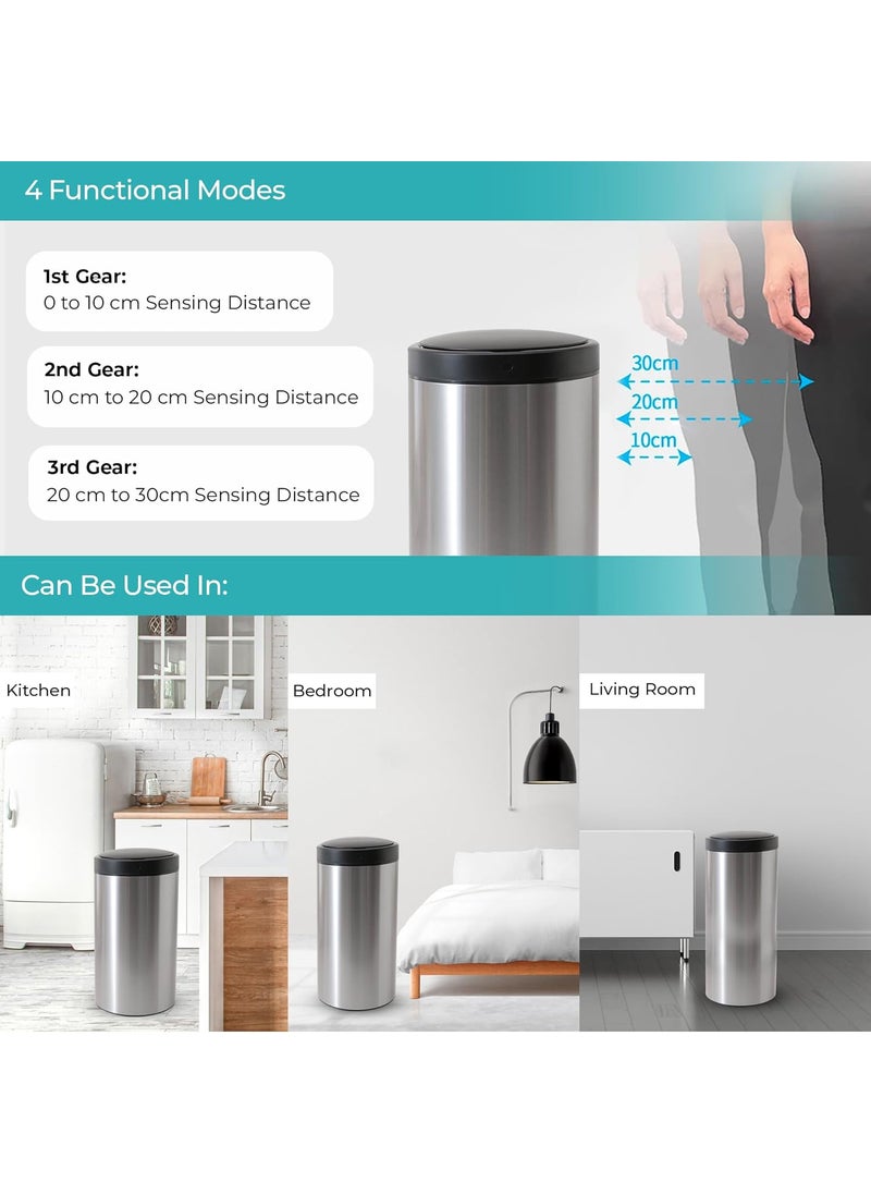 The Better Home The Better Home Smart Dustbin For Home 30 L 1 Yr Warranty Automatic Bin With Sensor Dustbin For Kitchen Trash Can For Bathroom CE RoHS Certified Silver Black  - Image 4