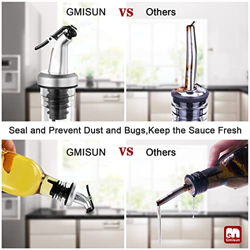 GM GMISUN زجاجة زيت الزيتون وخل GMISUN 3 عبوات 17 أونصة، للمطبخ، حاوية زيت زجاجية مع فوهة صب، قمع وملصقات، شفافة - Image 5