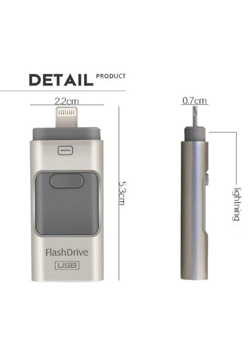 ELTRAZONE 3-In-1 OTG USB 3.0 Memory Stick Pen Drives for iPhone/iPad/Android /PC (256GB, Silver) - Image 2