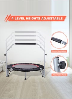 Arabest 40" Foldable Mini Trampoline Max Load 330lbs, Fitness Rebounder with Adjustable Foam Handle, Exercise Trampoline for Adults Indoor/Garden Workout  - Image 2