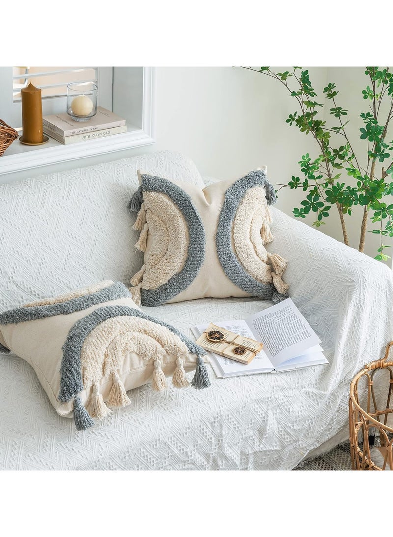 general 2 Piece Pillow Covers, Stylish and Comfortable Bohemian Cotton Canvas Cushion Covers | Tassel Pillow Covers Home Decor 18 ‘x 18’ - Image 5