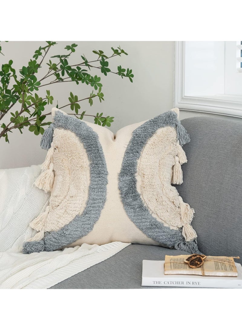 general 2 Piece Pillow Covers, Stylish and Comfortable Bohemian Cotton Canvas Cushion Covers | Tassel Pillow Covers Home Decor 18 ‘x 18’ - Image 4