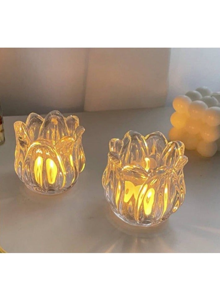 شموع  حامل الشموع الكريستالي العتيق لتزيين الحفلات والمكتب والطاولة الزجاجية الشفافة وحامل الزهور بتصميم زخرفي وحاملات الشموع الشفافة وديكورات الزنبق في الهواء الطلق عدد 3 قطع - Image 2