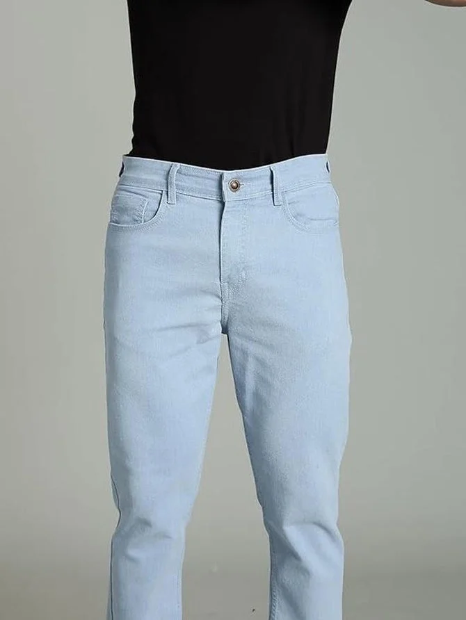 inkd Sky Why Men's Classic Regular Fit Jeans with 5 Pocket Styling | Mid- Rise | Soft & Stretchable for Men | Best Price UAE
