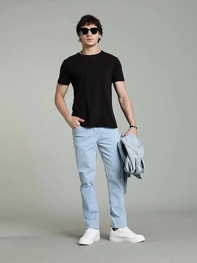 inkd Men's Classic Regular Fit Jeans with 5 Pocket Styling | Mid- Rise | Soft & Stretchable