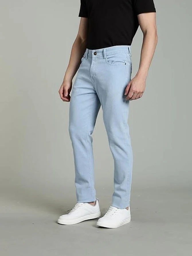 inkd Sky Why Men's Classic Regular Fit Jeans with 5 Pocket Styling | Mid- Rise | Soft & Stretchable for Men | Best Price UAE
