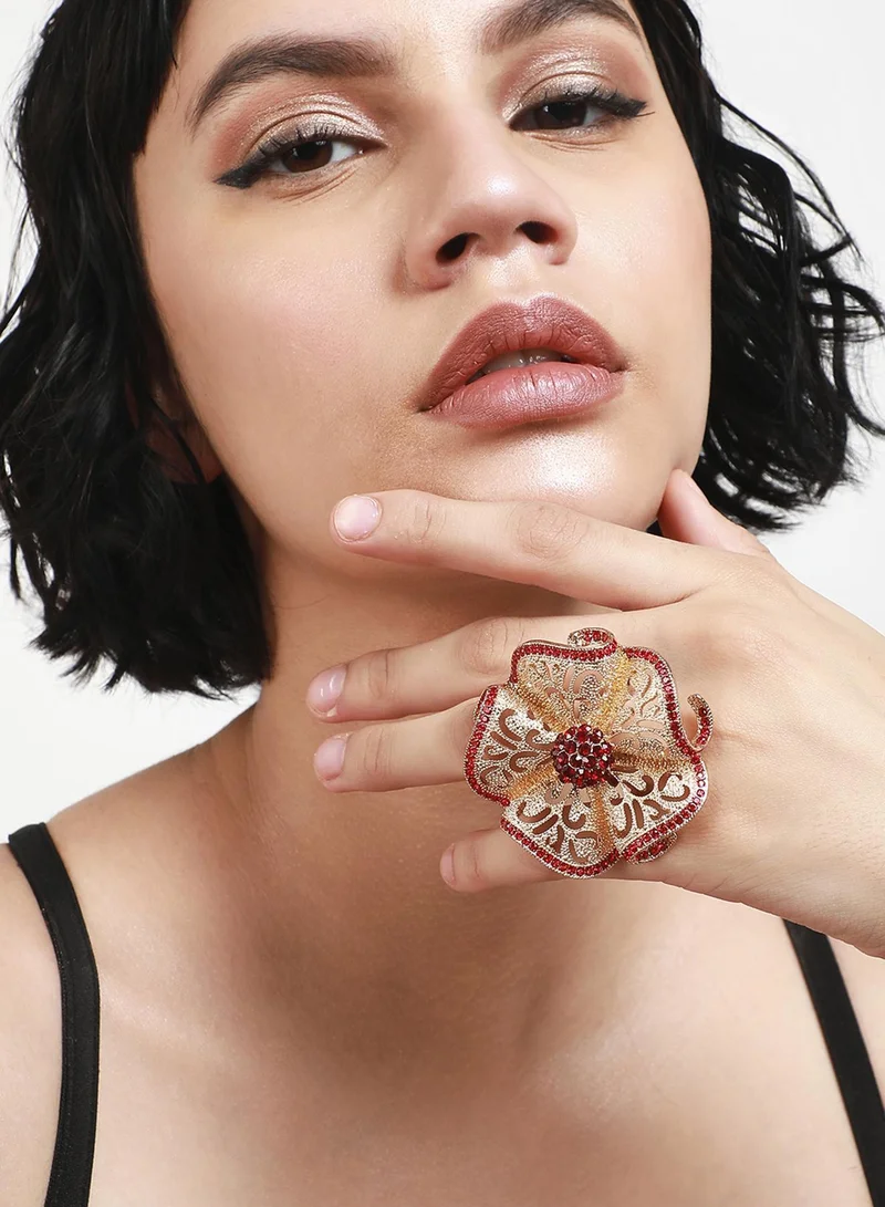 Stone Setting Flower Artificial Ring Jewellery