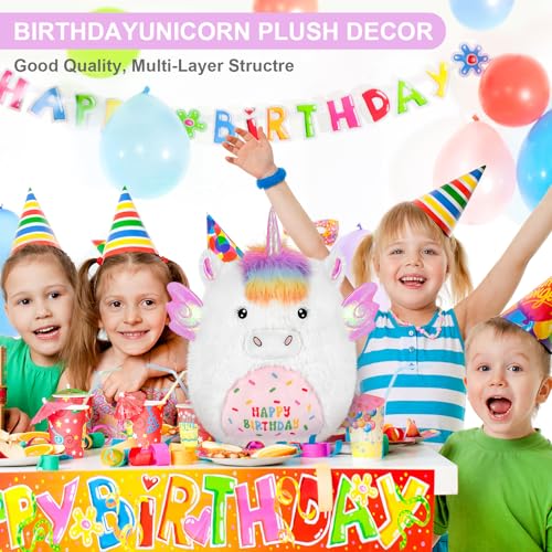 SuzziPals 17 Happy Birthday Unicorn Plush Pillow Soft Squishy White Unicorn Stuffed Animal for Cuddle Plushie Room Decor for Girls Boys - Image 5