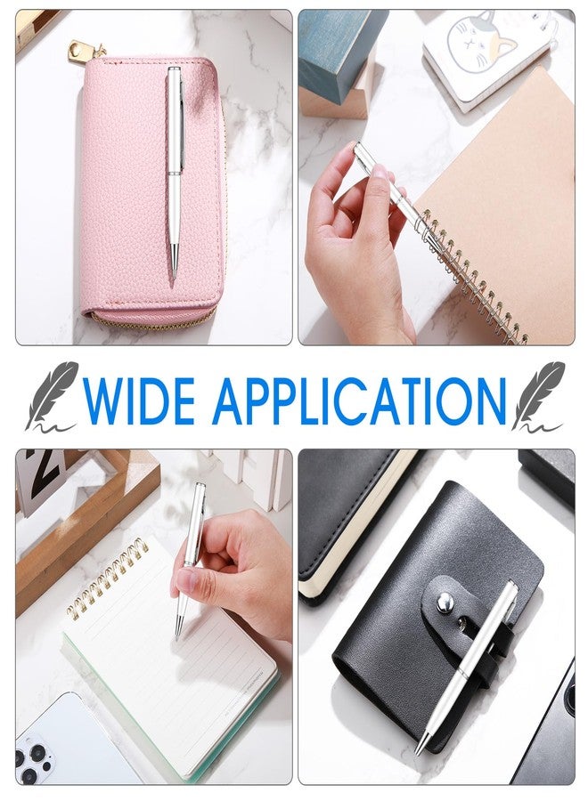 Chinco 16 Pcs Mini Pens Small Ballpoint Pen Bulk 3 Inch White Metal Stainless Steel Point Short Tiny Writing Tool with Copper Fittings for Pocket Notebook Notepad Office School Business Work Writing - Image 3