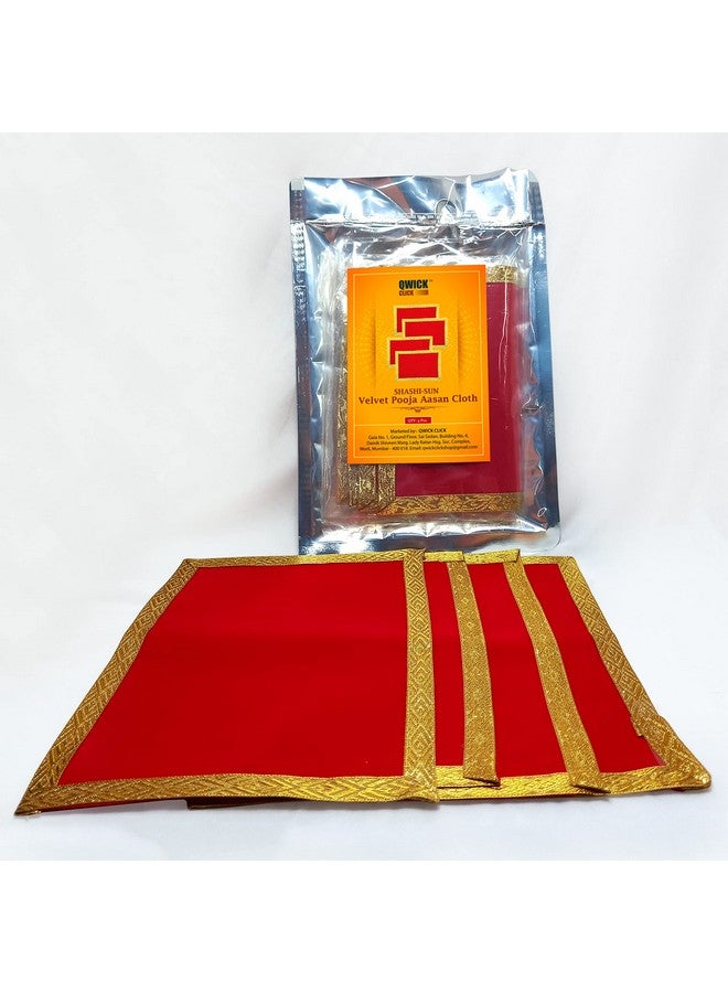 Qwick Click Velvet Pooja Aasan Decorative Cloth for Multipurpose Pooja Decorations (10x7 Inch. 4 Set) - Image 3