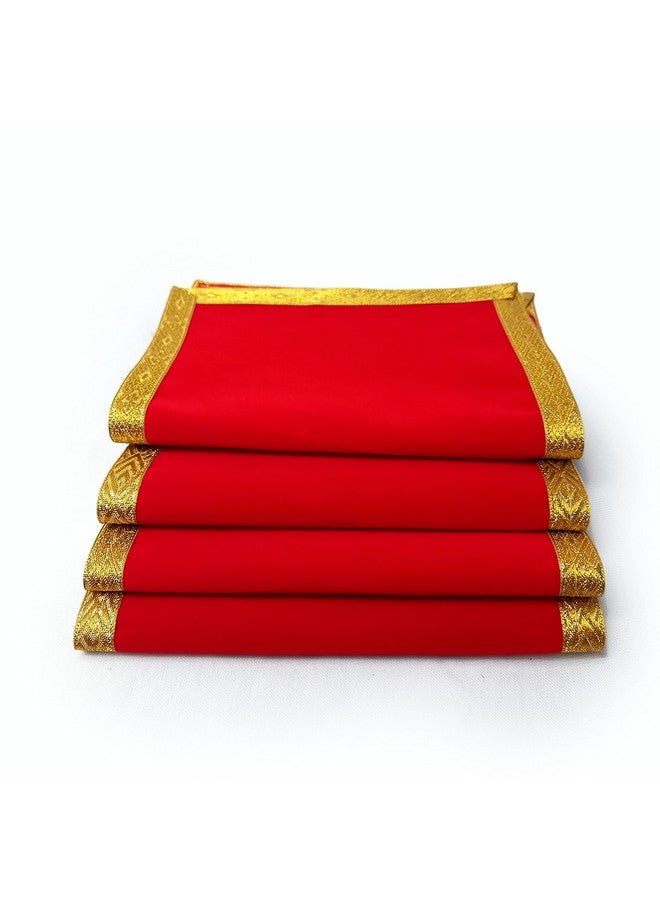 Qwick Click Velvet Pooja Aasan Decorative Cloth for Multipurpose Pooja Decorations (10x7 Inch. 4 Set) - Image 1