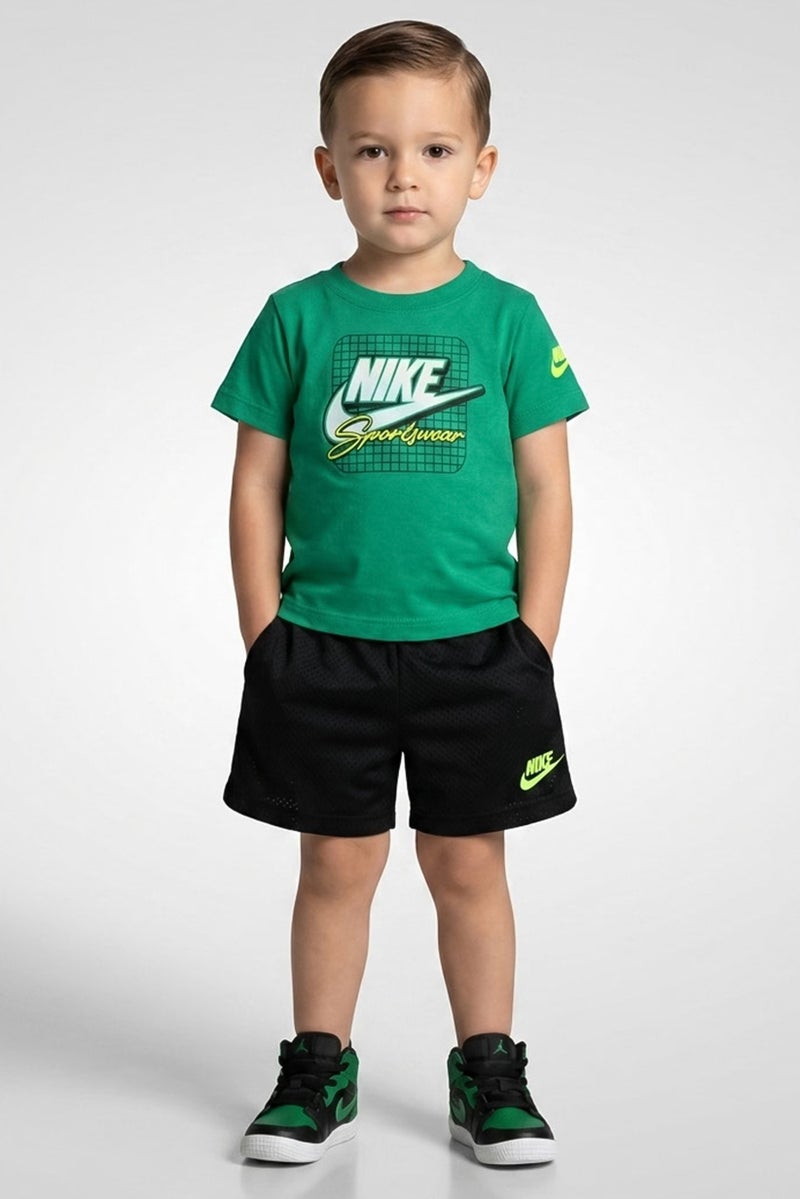 Nike Toddlers Boy 2 Pcs Short Sleeve Brand Logo T-Shirt And Shorts Set, Multicolor - Image 1