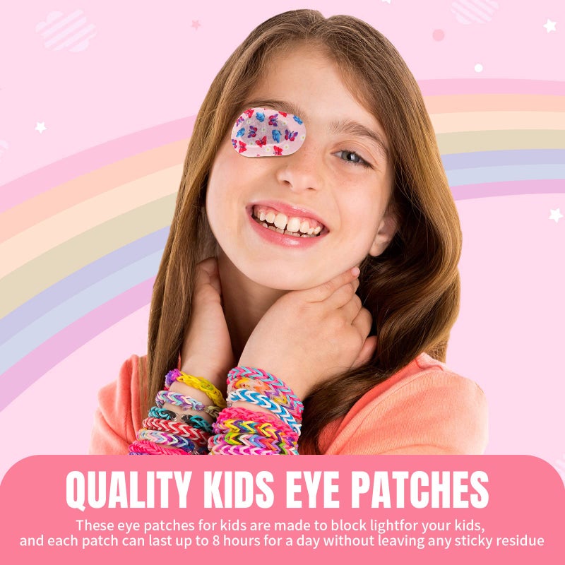 Panelee Panelee 90 Pcs Adhesive Eye Patches for Kids Girls Designs Cotton Adhesive Bandages for Girls Toddler, 6 Styles  - Image 5