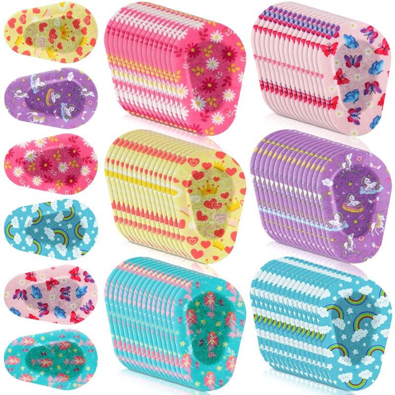 Panelee Panelee 90 Pcs Adhesive Eye Patches for Kids Girls Designs Cotton Adhesive Bandages for Girls Toddler, 6 Styles  - Image 1
