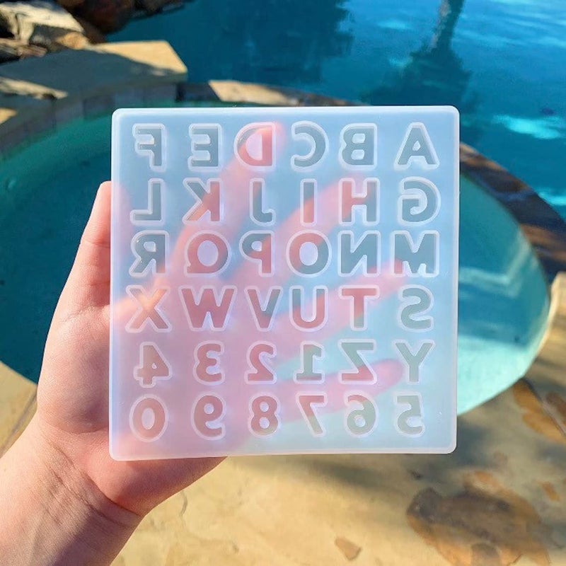 SNOOGG Pack of 2 Silicone Moulds in Small Alphanumeric Letters for Epoxy Resin Art, DIY, Casting,Making Coaster, Home Decoration, Cup Mat and More .. - Image 2