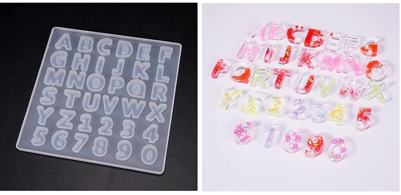SNOOGG Pack of 2 Silicone Moulds in Small Alphanumeric Letters for Epoxy Resin Art, DIY, Casting,Making Coaster, Home Decoration, Cup Mat and More .. - Image 1