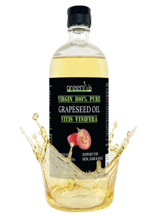 GreenIVe Grapeseed Oil Naturally Grown 100% Pure Cold Pressed Light Flavor High Tempurature Cooking (473 ml GLASS) - Image 1