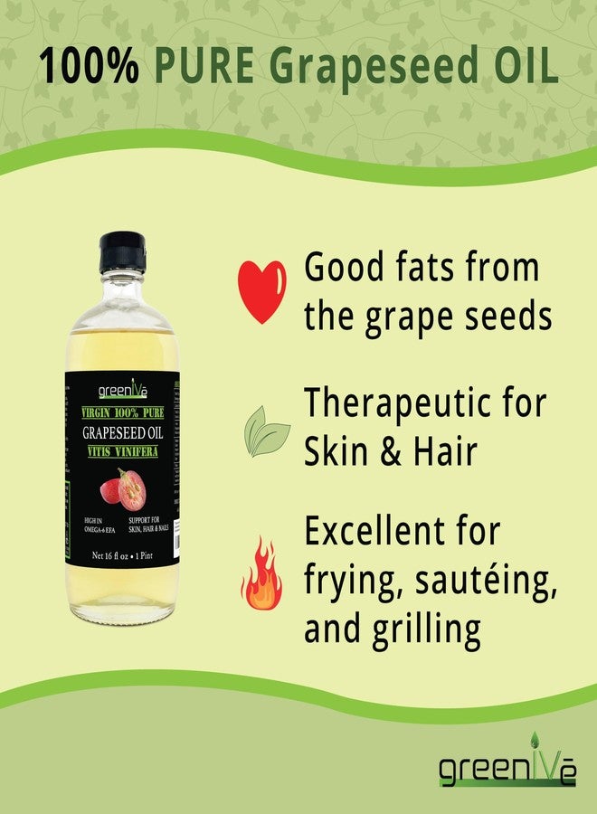 GreenIVe Grapeseed Oil Naturally Grown 100% Pure Cold Pressed Light Flavor High Tempurature Cooking (473 ml GLASS) - Image 5
