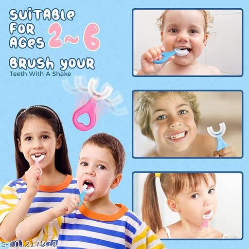 GIYANZA (PCS of 2) U-Shaped Toothbrush for 2-6 Years, Teeth Dental Care Hand-Held Version, Food Grade Soft Silicone Brush Head, Manual Toothbrush 360 Oral Teeth Cleaning Tools.. - Image 2
