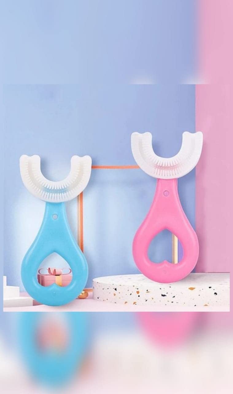 GIYANZA (PCS of 2) U-Shaped Toothbrush for 2-6 Years, Teeth Dental Care Hand-Held Version, Food Grade Soft Silicone Brush Head, Manual Toothbrush 360 Oral Teeth Cleaning Tools.. - Image 1