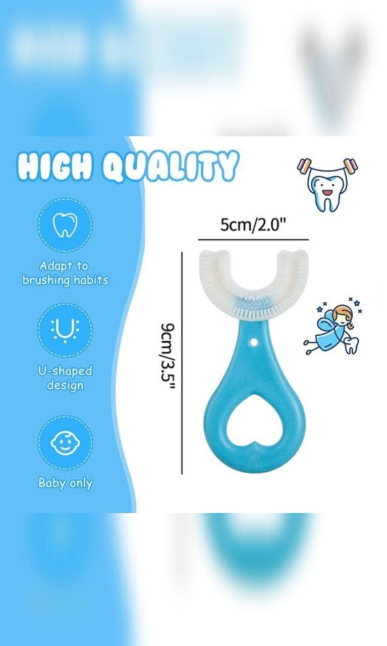 GIYANZA (PCS of 2) U-Shaped Toothbrush for 2-6 Years, Teeth Dental Care Hand-Held Version, Food Grade Soft Silicone Brush Head, Manual Toothbrush 360 Oral Teeth Cleaning Tools.. - Image 4