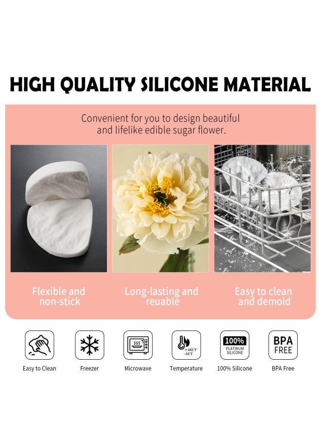 SK 3D Peony Sugar Petal Veiner Gumpaste Molds Candy Molds Baking Cookie Moulds Soap Decorating Molds  - Image 3