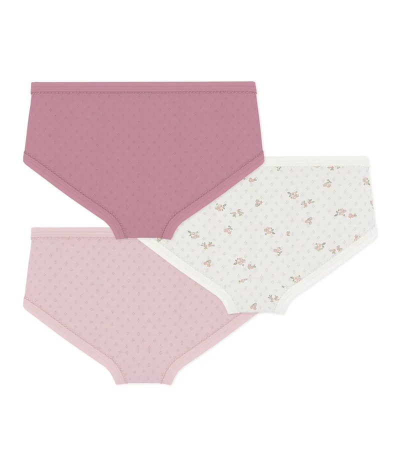 بيتي باتو Pack Of Children's High-Waisted Pants In Openwork Cotton With A Floral Pattern