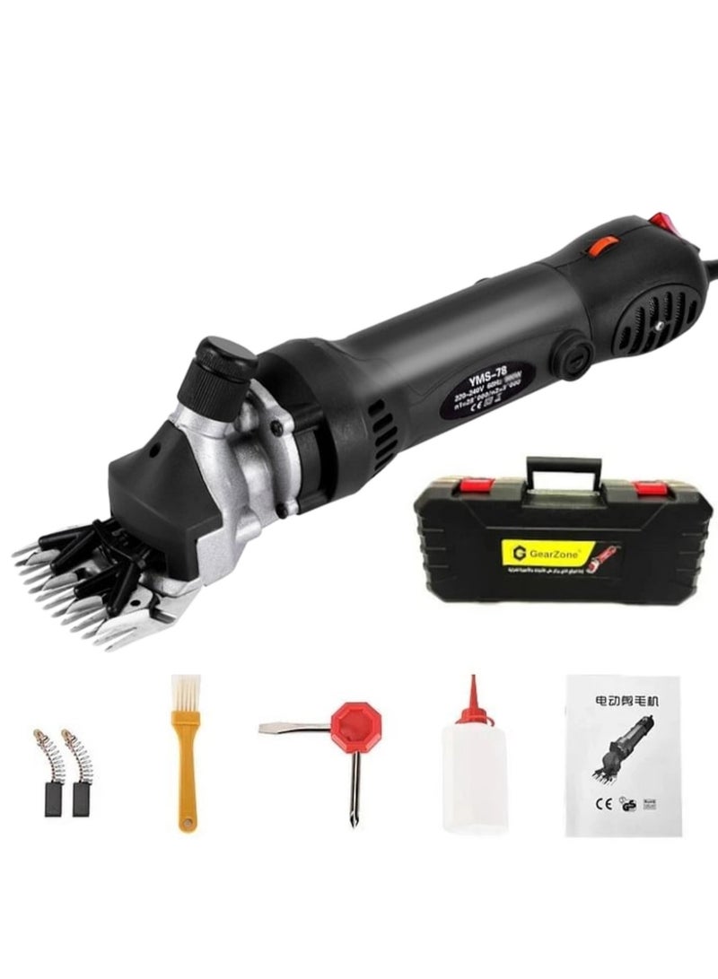 جيرزون مقص صوف احترافي بقوة 1000 وات، ماكينة قص شعر الحيوانات الأليفة الكهربائية، ماكينة قص شعر الحيوانات الاحترافية مع ماكينة قص شعر قابلة للتعديل - أسود - Image 1