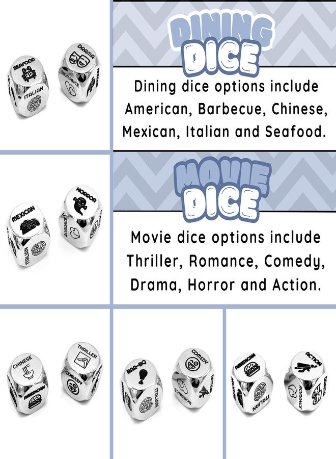 Luck Lab نرد حظ مختبر لتحديد المواعيد - نرد لتحديد ليلة الموعد مع حقيبة تخزين من المخمل (نرد لتحديد العشاء والفيلم)  - Image 5