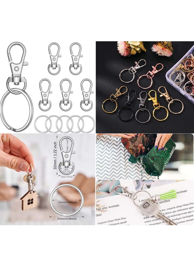 DIY Crafts - DIY Crafts 5X Swivel Snap D Hooks Chrome Silver 5 Pcs For Keyrings Keychains Round Swivel Snap Hooks Key Rings Metal For Lanyard5X Swivel Snap D Hooks Chrome Silver - Image 1