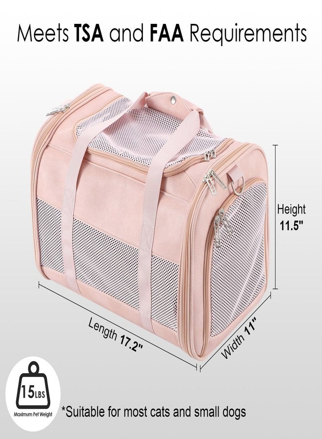Monanller Fashion Leather Dog Carrier, Airline Approved Cat Carrier Soft Sided Pet Bag Carrier Purse for Puppy Kitten Small Animals Pink - Image 2