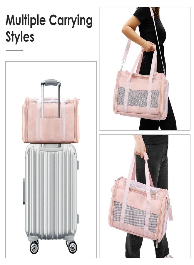 Monanller Fashion Leather Dog Carrier, Airline Approved Cat Carrier Soft Sided Pet Bag Carrier Purse for Puppy Kitten Small Animals Pink - Image 5