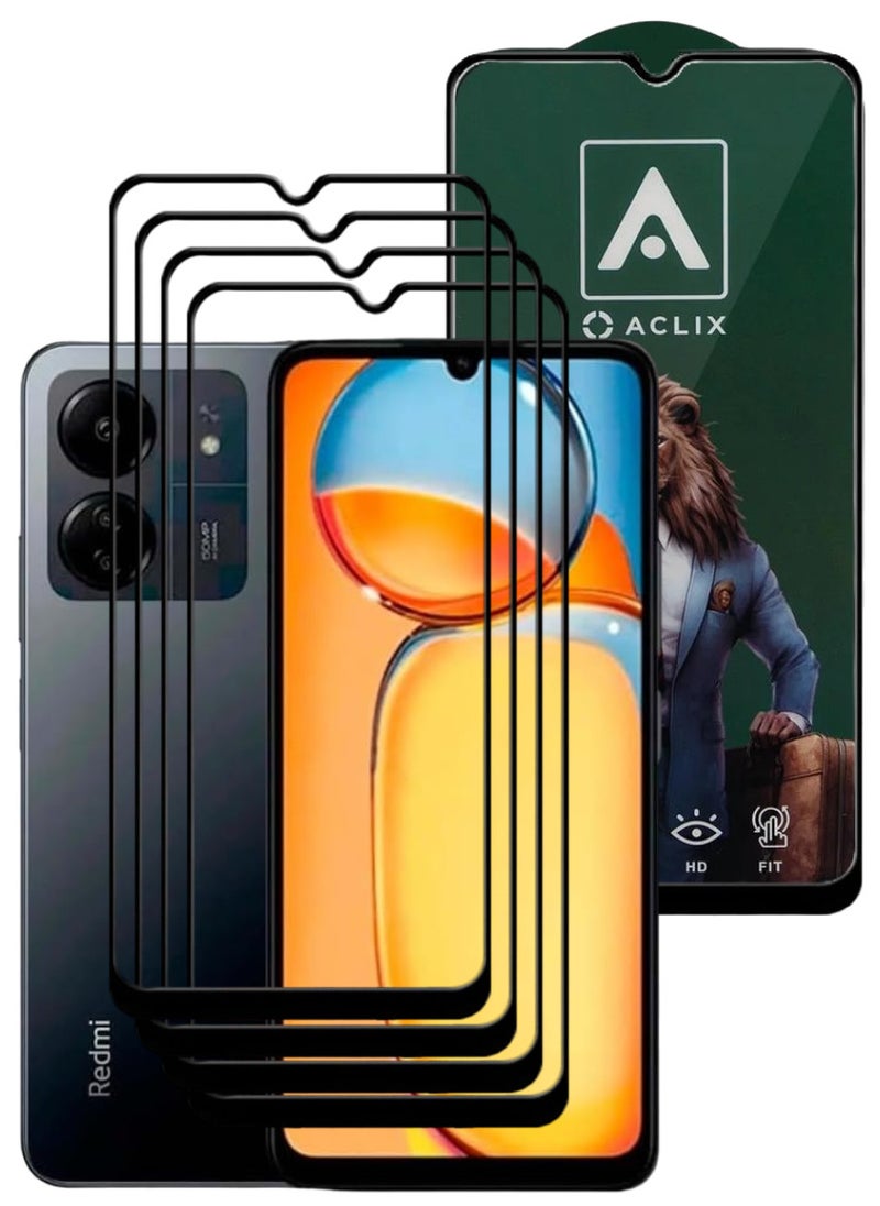 ACLIX 4 Pieces Antistatic ESD Dustproof Premium Quality High Definition Tempered Glass Screen Protector Designed For Xiaomi Redmi 13C - Image 1