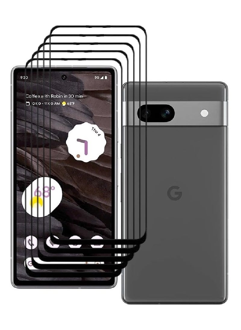 AINA 5 قطع واقي شاشة زجاجي مقسى 5D مصمم لجوجل بيكسل 7a تغطية كاملة للصق من الحافة إلى الحافة وخالي من الفقاعات - Image 1