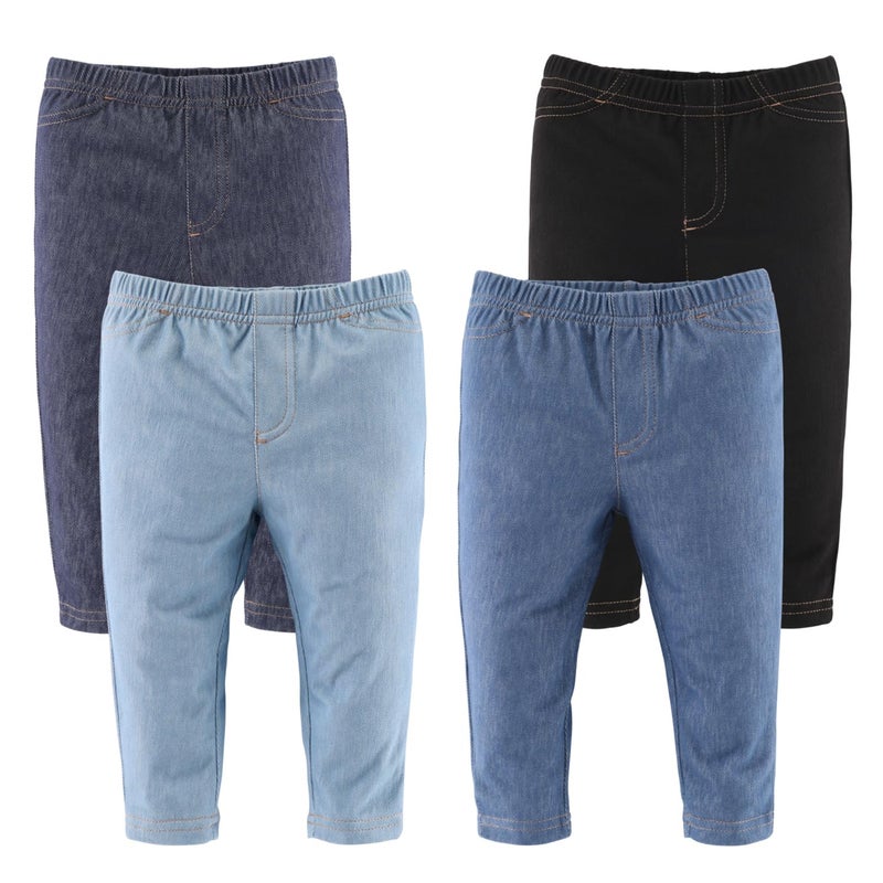 The Peanut Shell The Peanutshell Baby Boys or Girls Jeggings Set of 4-3-6 Months Size Jeans, Soft and Stretchy Pants, Boy and Girl Leggings, Infant Boy and Toddler Girl Clothes - Denim - Image 3