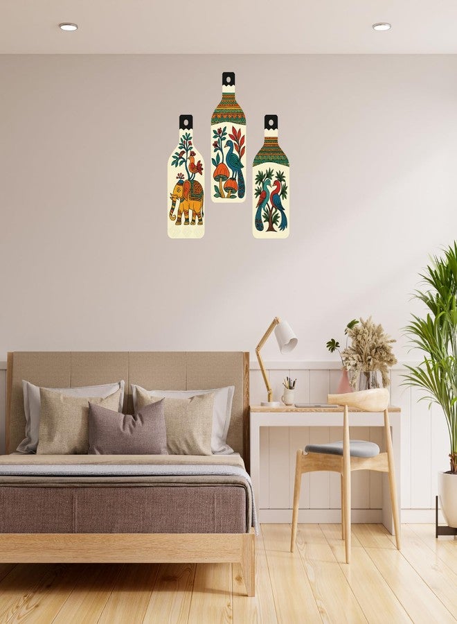 GiftOday Madhubani Art Wooden Wall Hanging for Home & Kitchen Decor | Decoration Items for Livingroom | Modern Artwork Item for Office, Hallway | Decorative Mdf Wall Hanger Artwork (Set of 3) - Image 4
