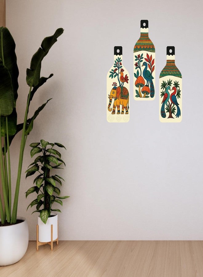 GiftOday Madhubani Art Wooden Wall Hanging for Home & Kitchen Decor | Decoration Items for Livingroom | Modern Artwork Item for Office, Hallway | Decorative Mdf Wall Hanger Artwork (Set of 3) - Image 2