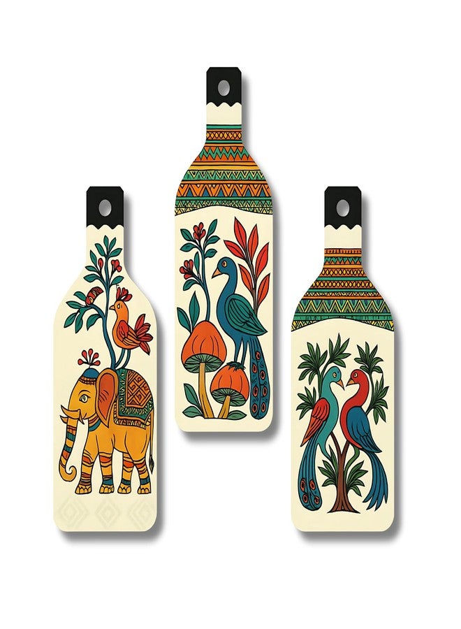 GiftOday Madhubani Art Wooden Wall Hanging for Home & Kitchen Decor | Decoration Items for Livingroom | Modern Artwork Item for Office, Hallway | Decorative Mdf Wall Hanger Artwork (Set of 3) - Image 5